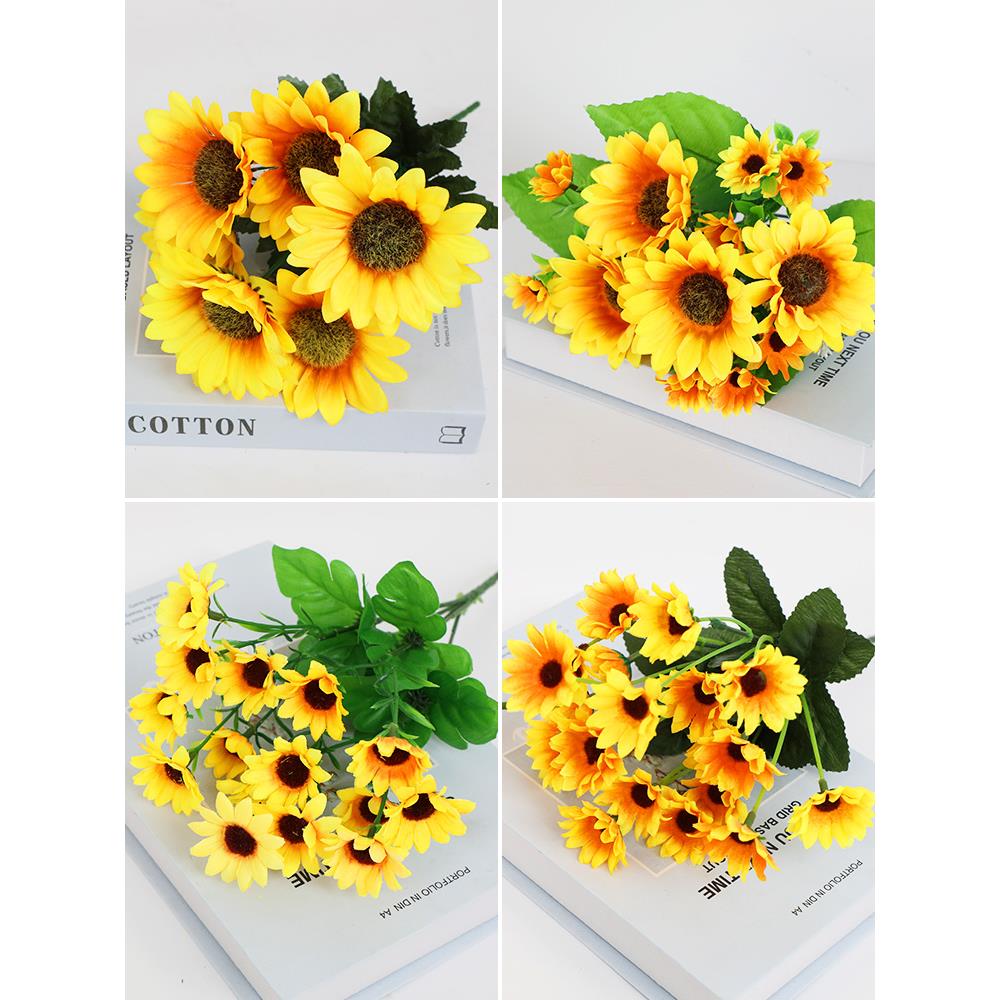 小向日葵仿真花摆件太阳花假花摆设工程花塑料小花束客厅餐桌装饰