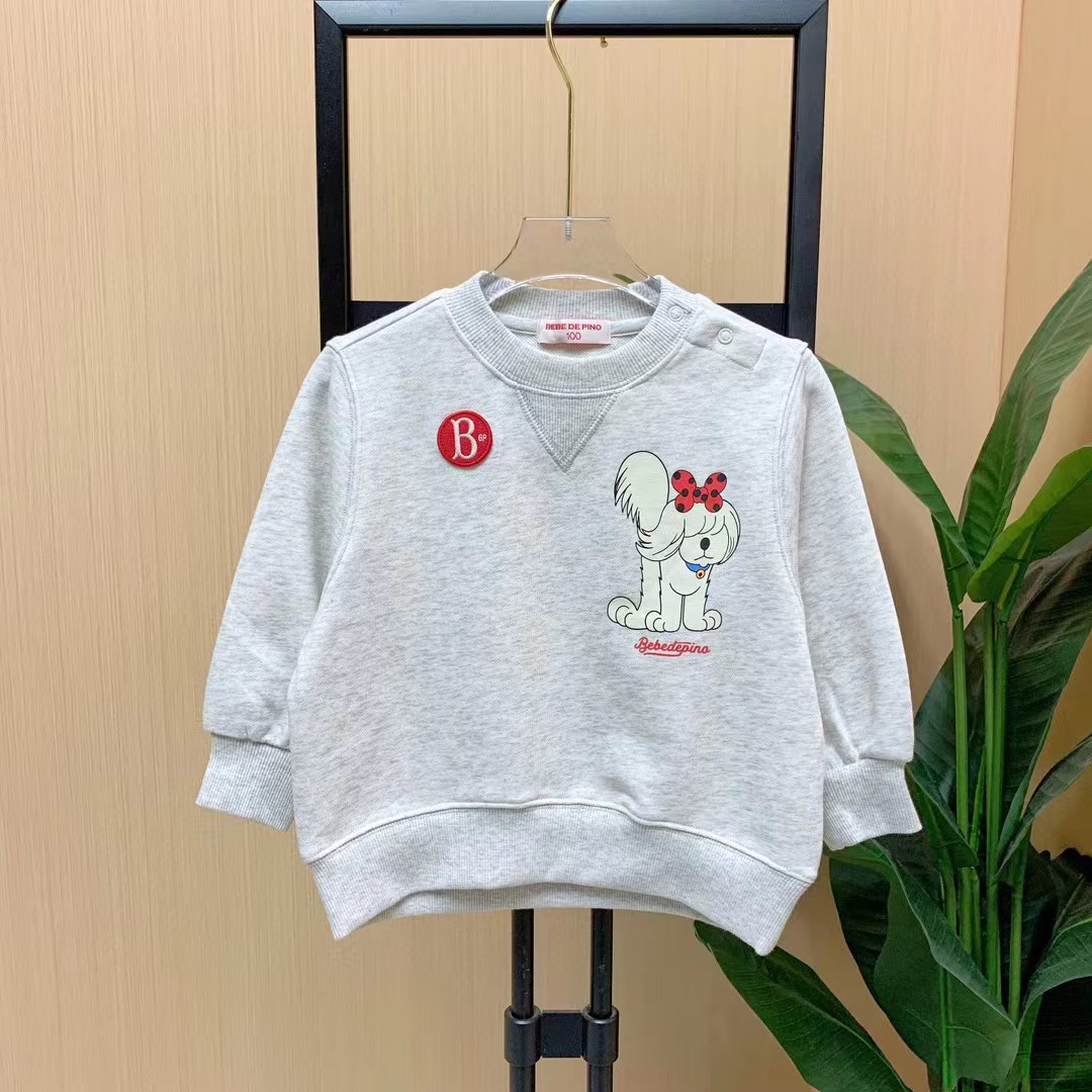 TX821 儿童粉蝴蝶结贵妇狗灰卫衣