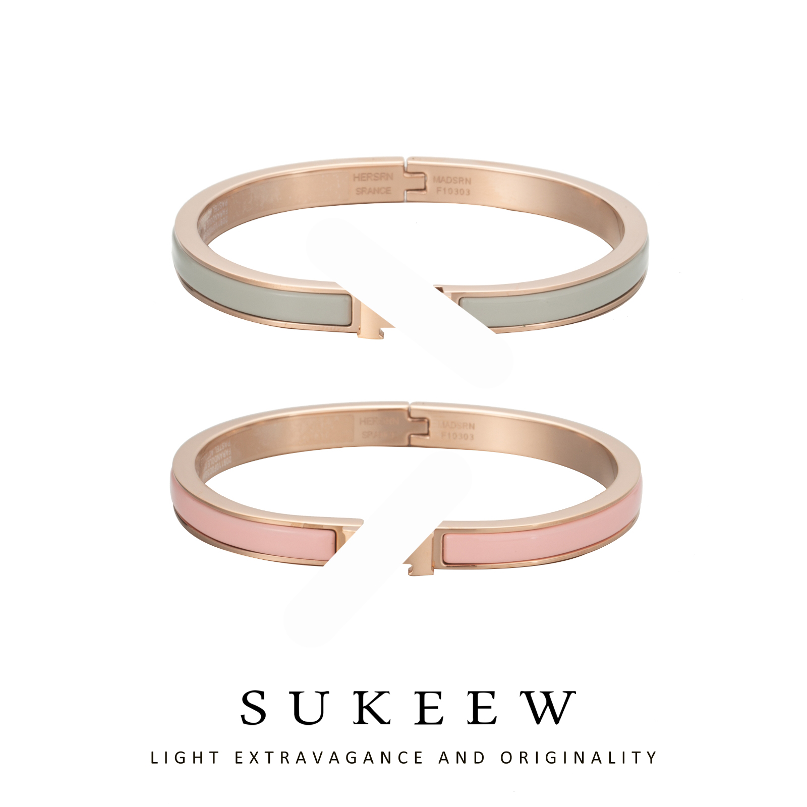 SUKEEW/酥可 铜合金手镯 双色字母轻奢h时尚手镯090206