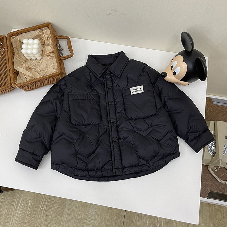 儿童韩版时尚贴标休闲宽松翻领保暖羽绒服AD0070