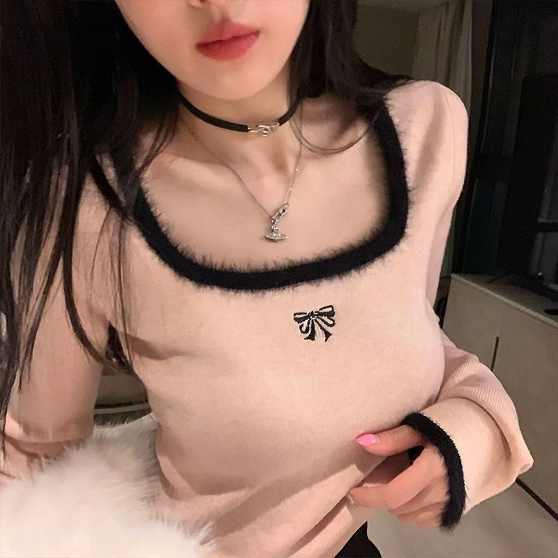 【宝藏衣橱+产地溯源】德绒软糯方领锁骨打底衫女内搭秋冬新款高