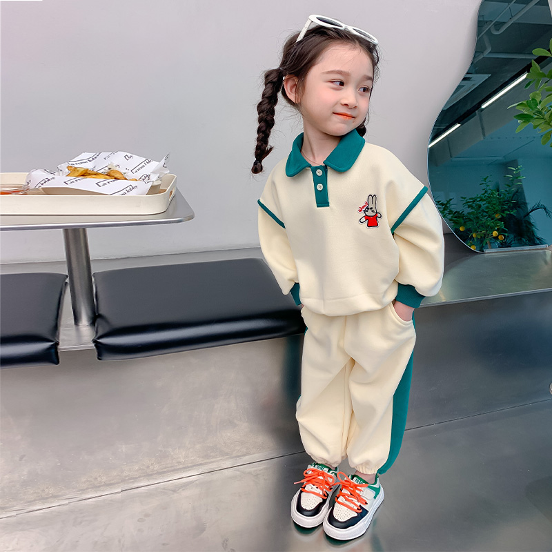 巴拉巴拉女童运动套装春秋季2023新款洋气女宝宝秋冬加绒秋款时髦