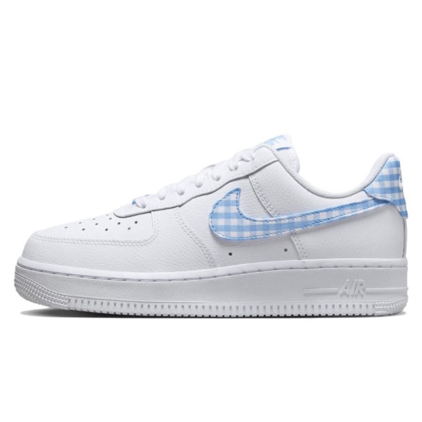 nike Air Force1 DZ2784-100女子空军一号 气垫低帮板鞋白蓝格子