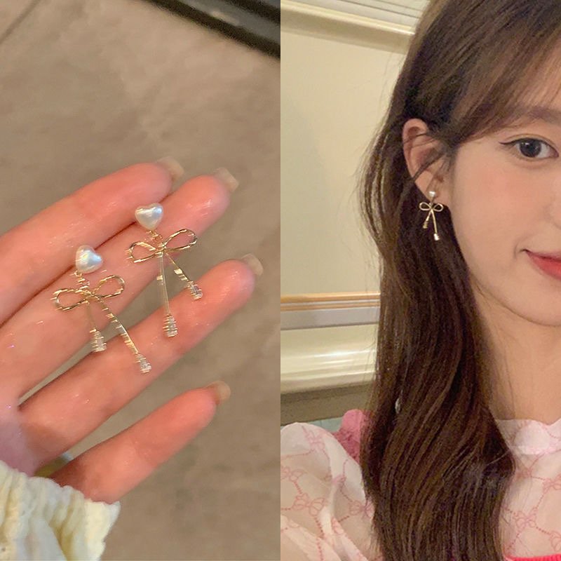 铜合金耳饰 少女约会达人爱心蝴蝶结耳环女小众设计感气质insW06