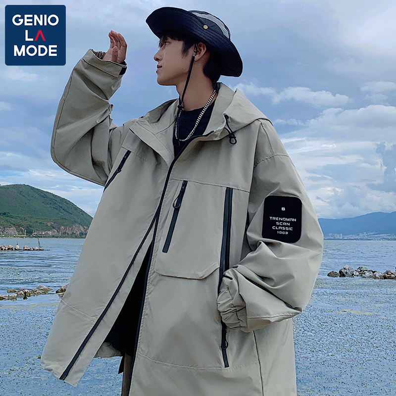 GENIOLAMODE美式连帽冲锋衣外套男秋季防水防风宽松夹克