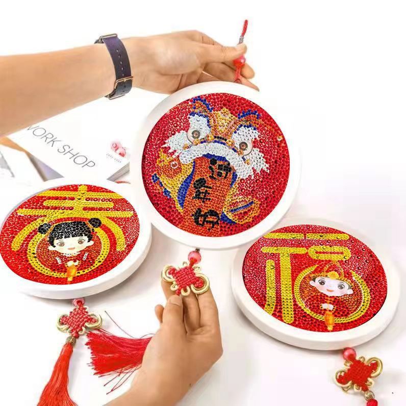 圣诞新年元旦钻石贴画儿童手工diy材料包2024过年福字钻石绣玩具