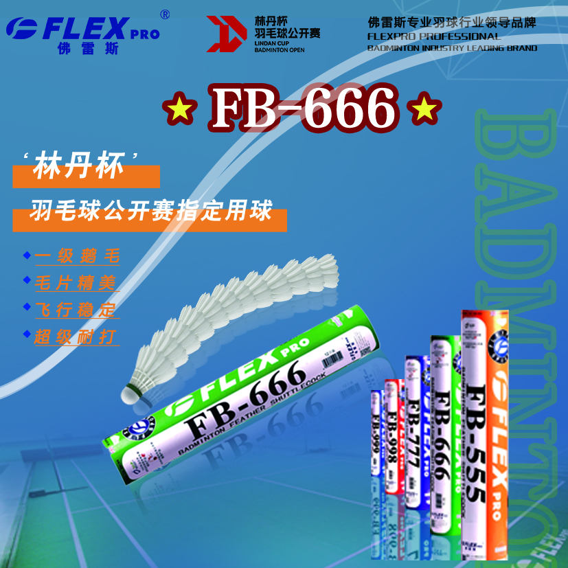 FB-666羽毛球耐打型6只装鹅毛专业比赛训练用球