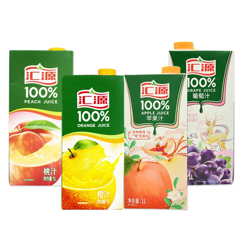 汇源果汁1L*2盒饮品橙汁桃汁苹果汁黄桃汁蓝莓汁葡萄汁果蔬汁饮料