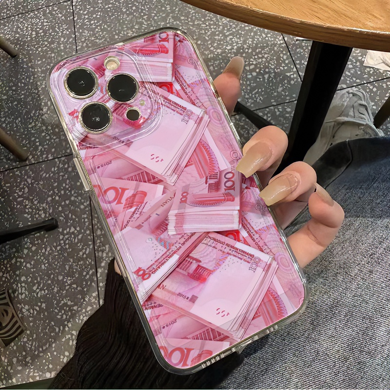 满屏一捆钱iPhone14Promax苹果13/12/11简约透明xs/xr太空壳15pro