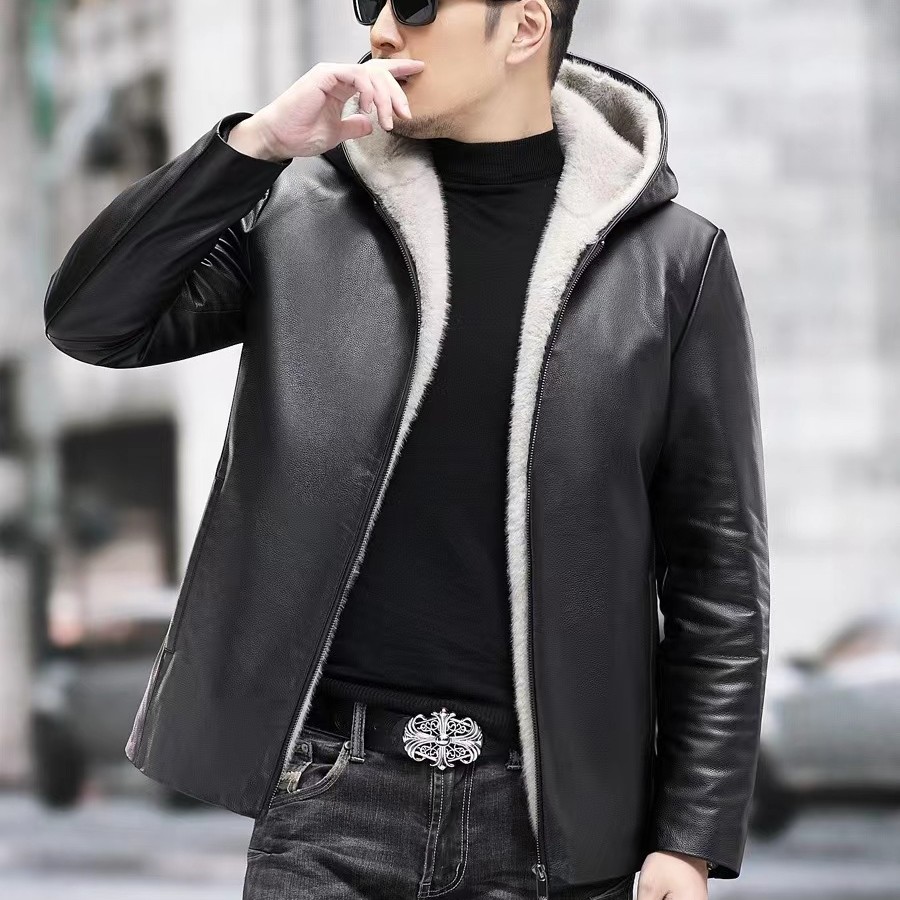 海宁新款男士两穿休闲商务加厚真皮皮衣NAN108加绒时尚保暖冬款