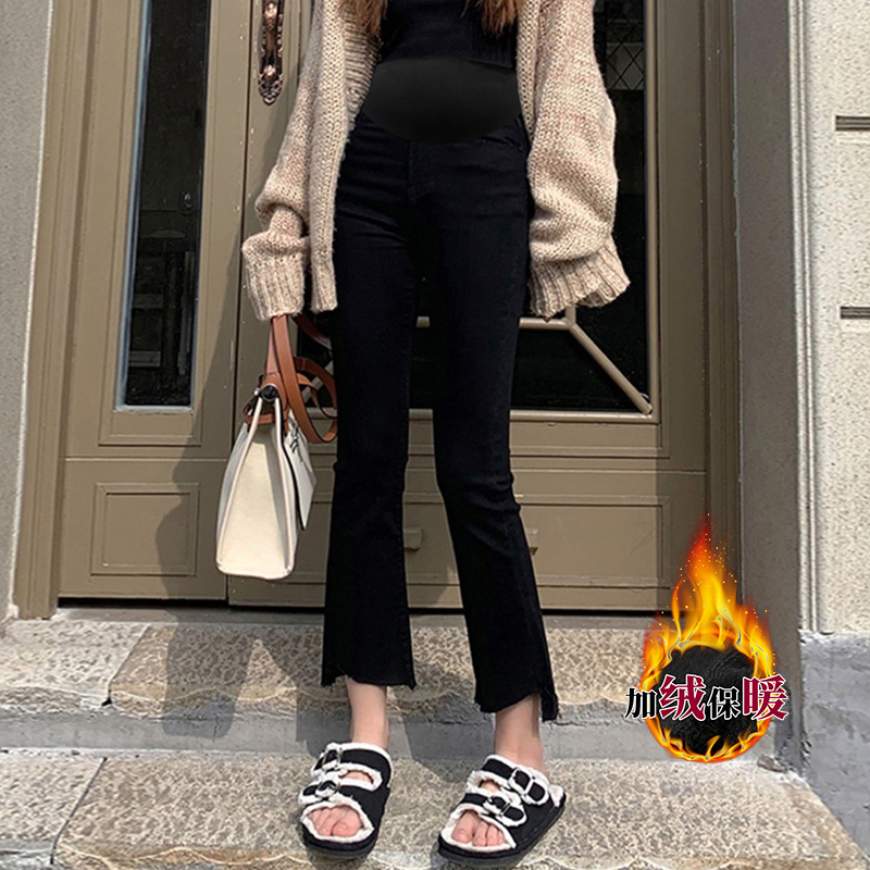 X1822#10.30 孕妇加厚加绒韩国棉秋冬款托腹裤休闲裤喇叭裤外穿裤