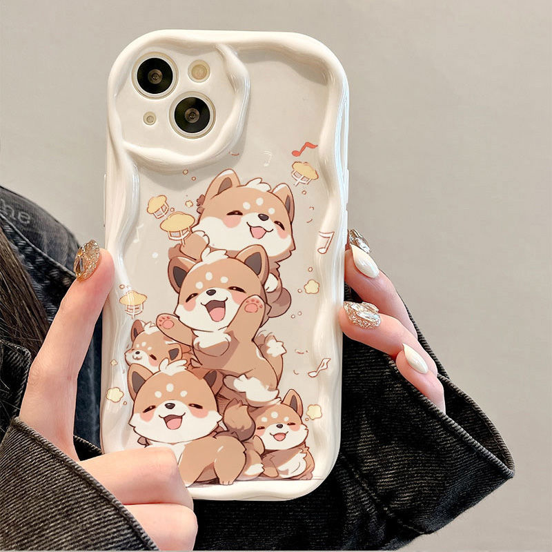 呆萌小狗iPhone14苹果15Pro可爱奶油手机壳OPPO/VIVO华为荣耀小米