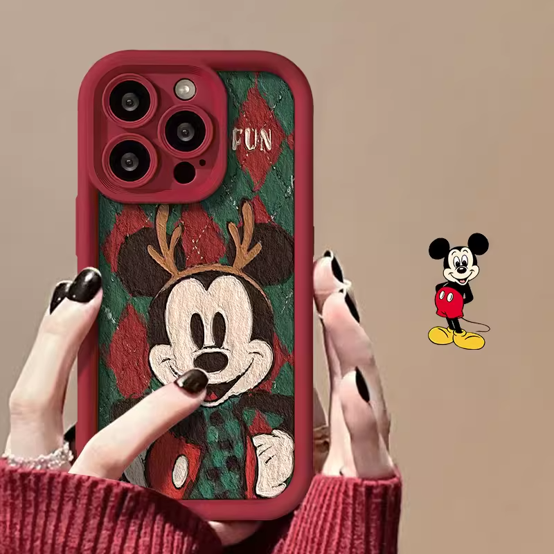 适用草莓熊米奇iPhone14苹果创意15promax手机壳新款13Pro/12防摔