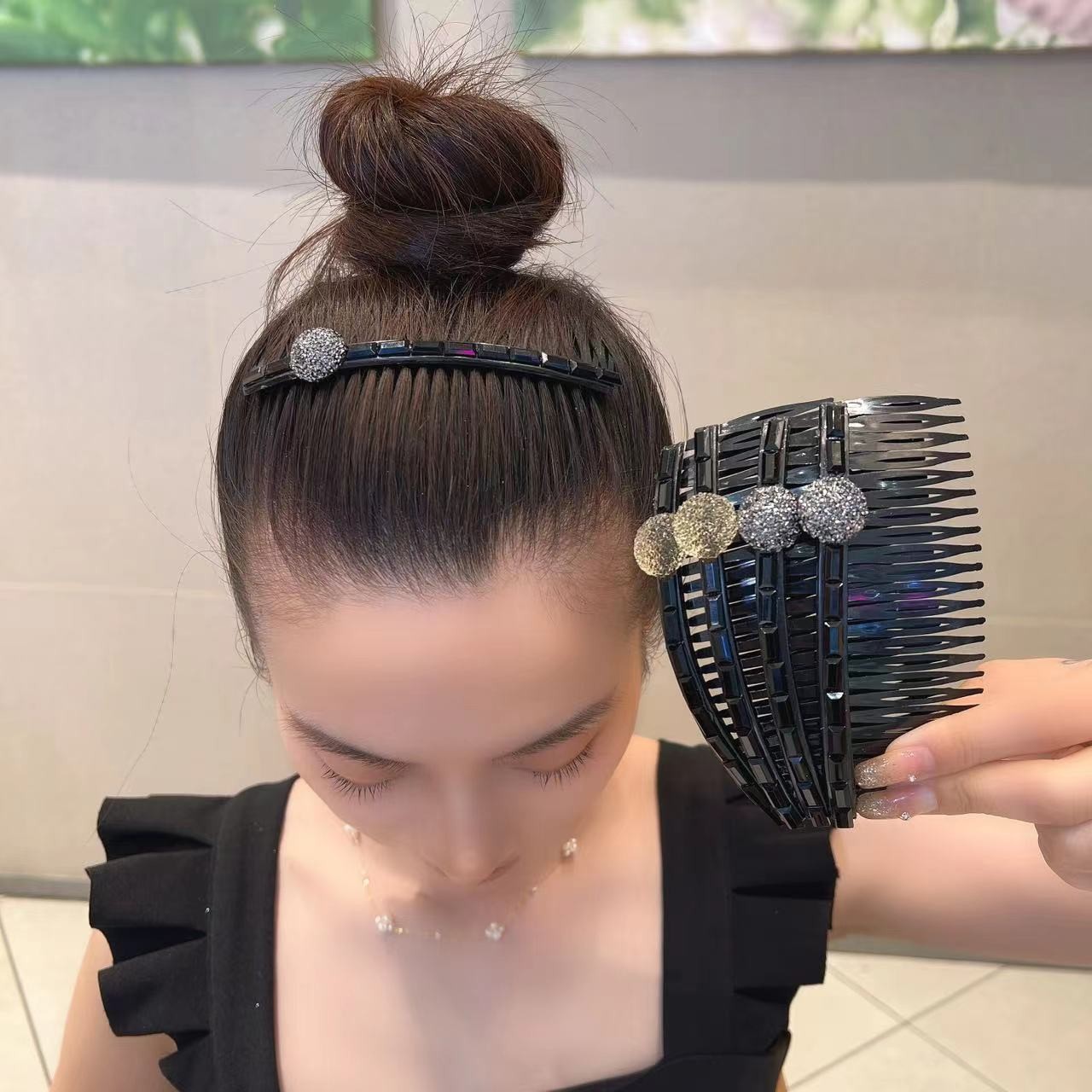 碎发梳倒插梳刘海整理神器前额碎发无痕发卡头饰发夹女防滑后脑勺