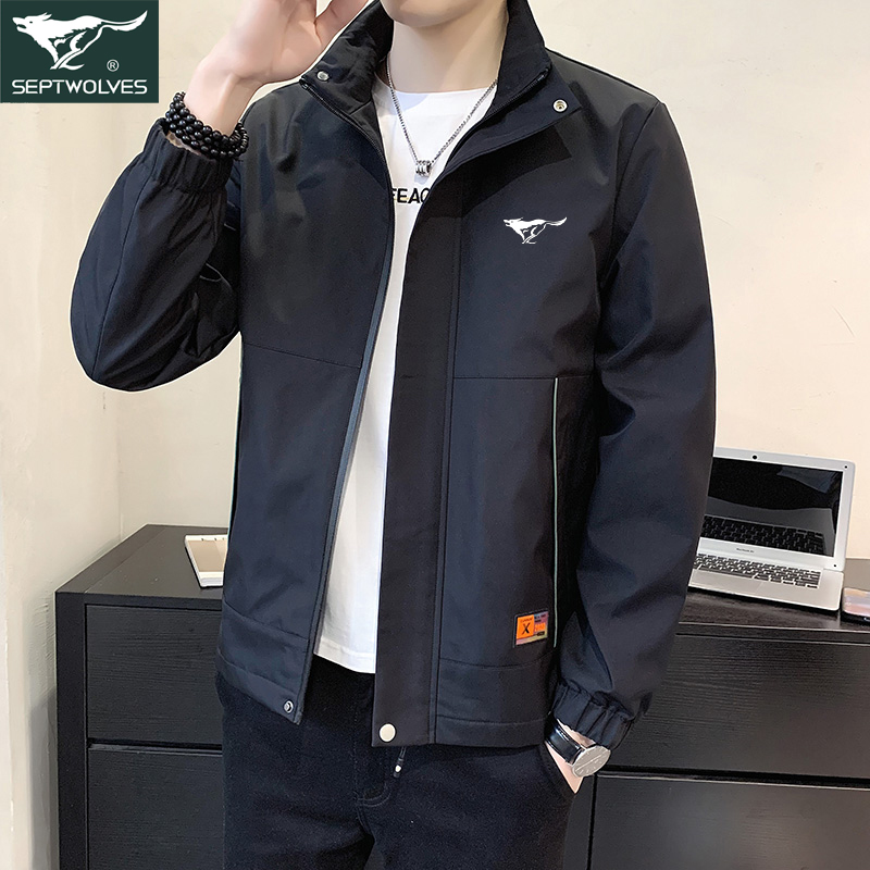 七匹狼夹克外套男秋冬款官方正品休闲新款休闲商务男士立领外套潮