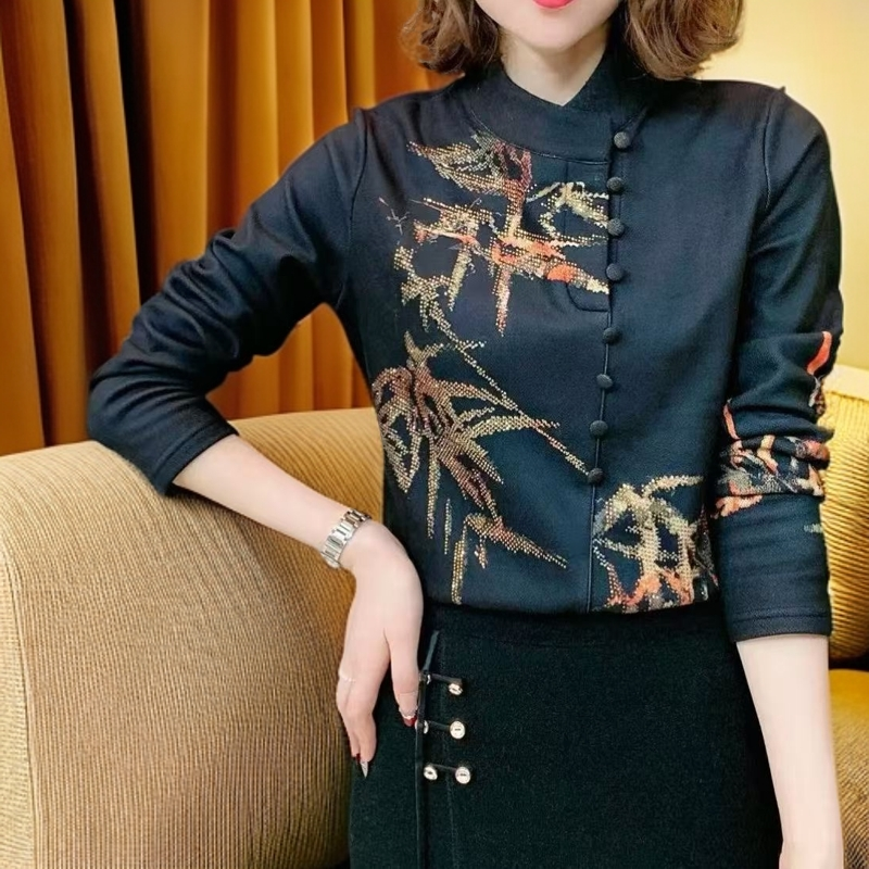 2024秋冬立领新款个性遮肉显瘦气质时尚潮流女装百搭提花上衣