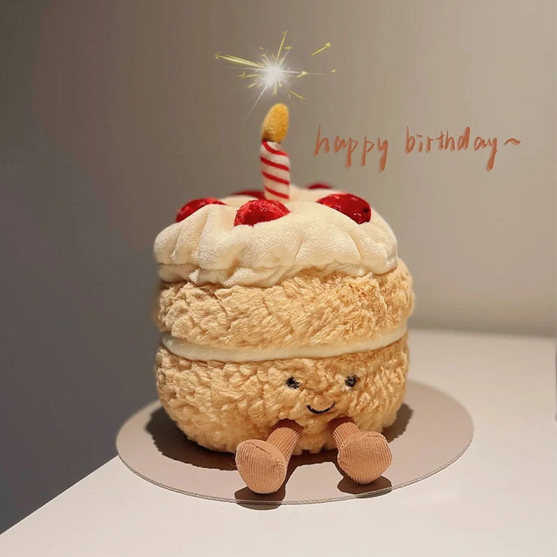生日蛋糕小抱枕会唱歌毛绒玩具趣味搞怪生日玩偶礼物音乐玩偶泰迪