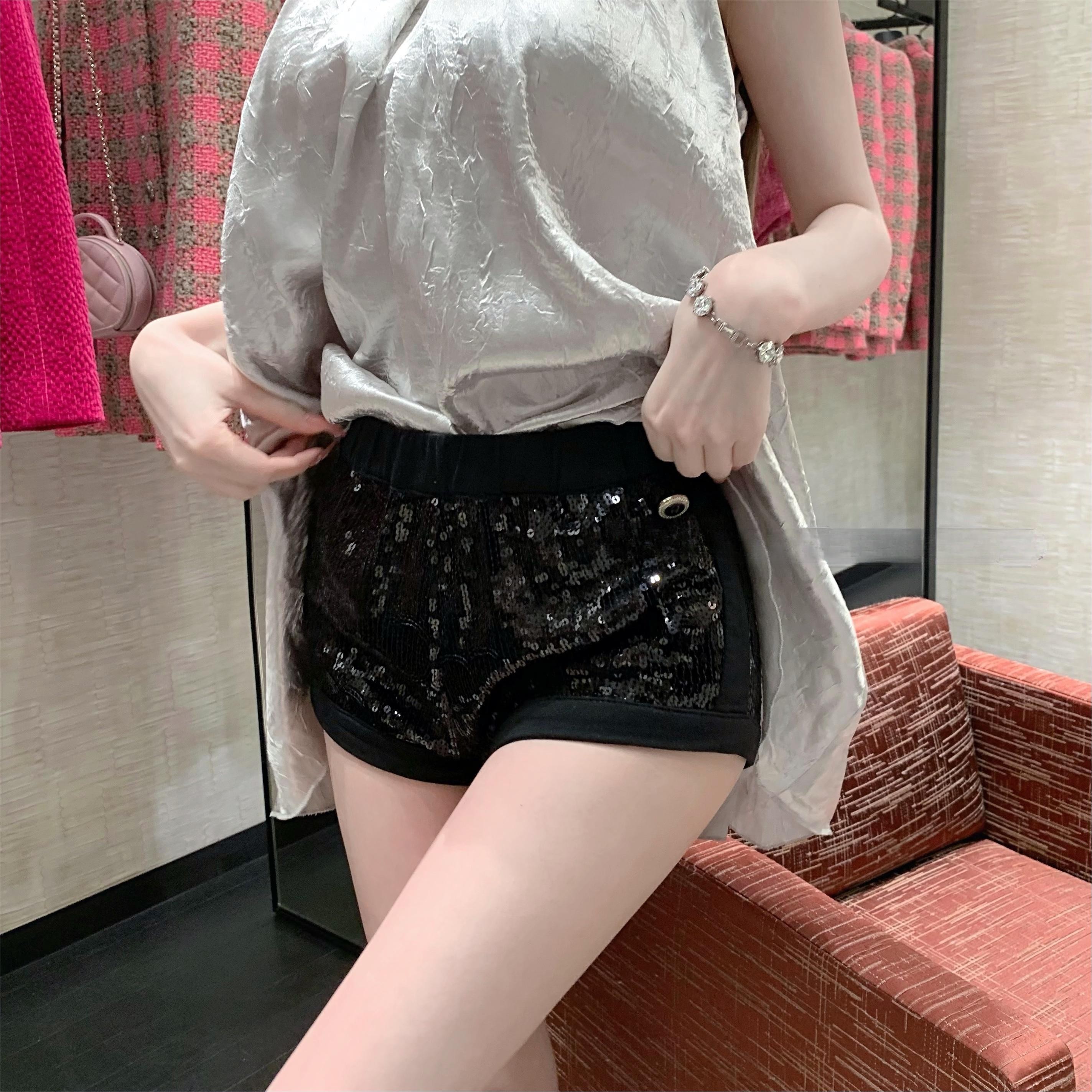 TUTU【小香风】轻奢重工显高辣妹珠片短裤#366