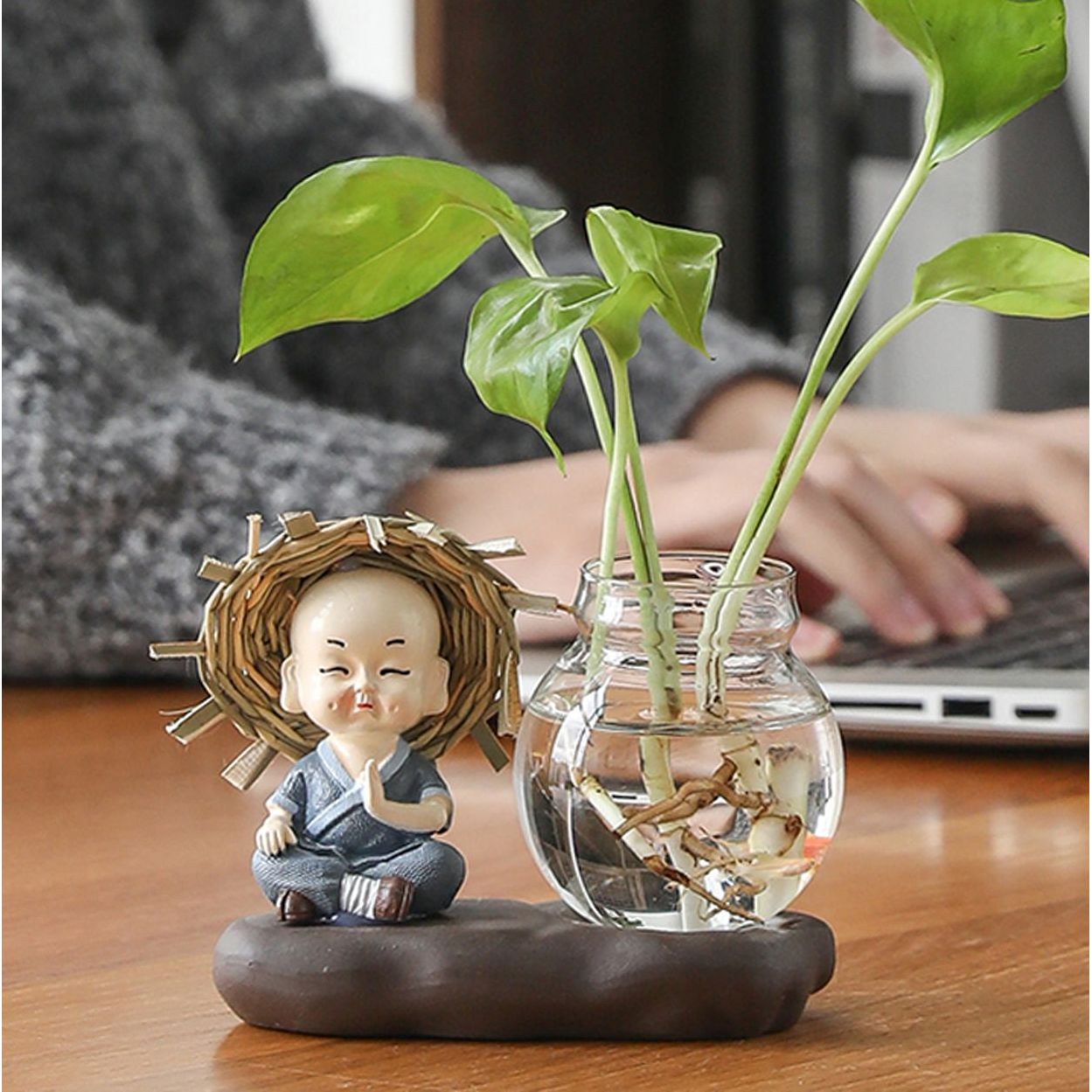 创意绿萝水培花盆器皿花瓶透明玻璃插花创意水养植物花器客厅装饰