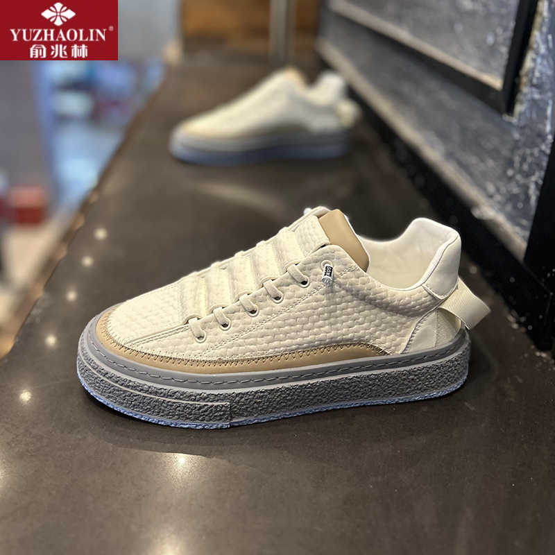 俞兆林男鞋秋冬季棉鞋男款加绒男士板鞋一脚蹬懒人厚底皮面休闲鞋