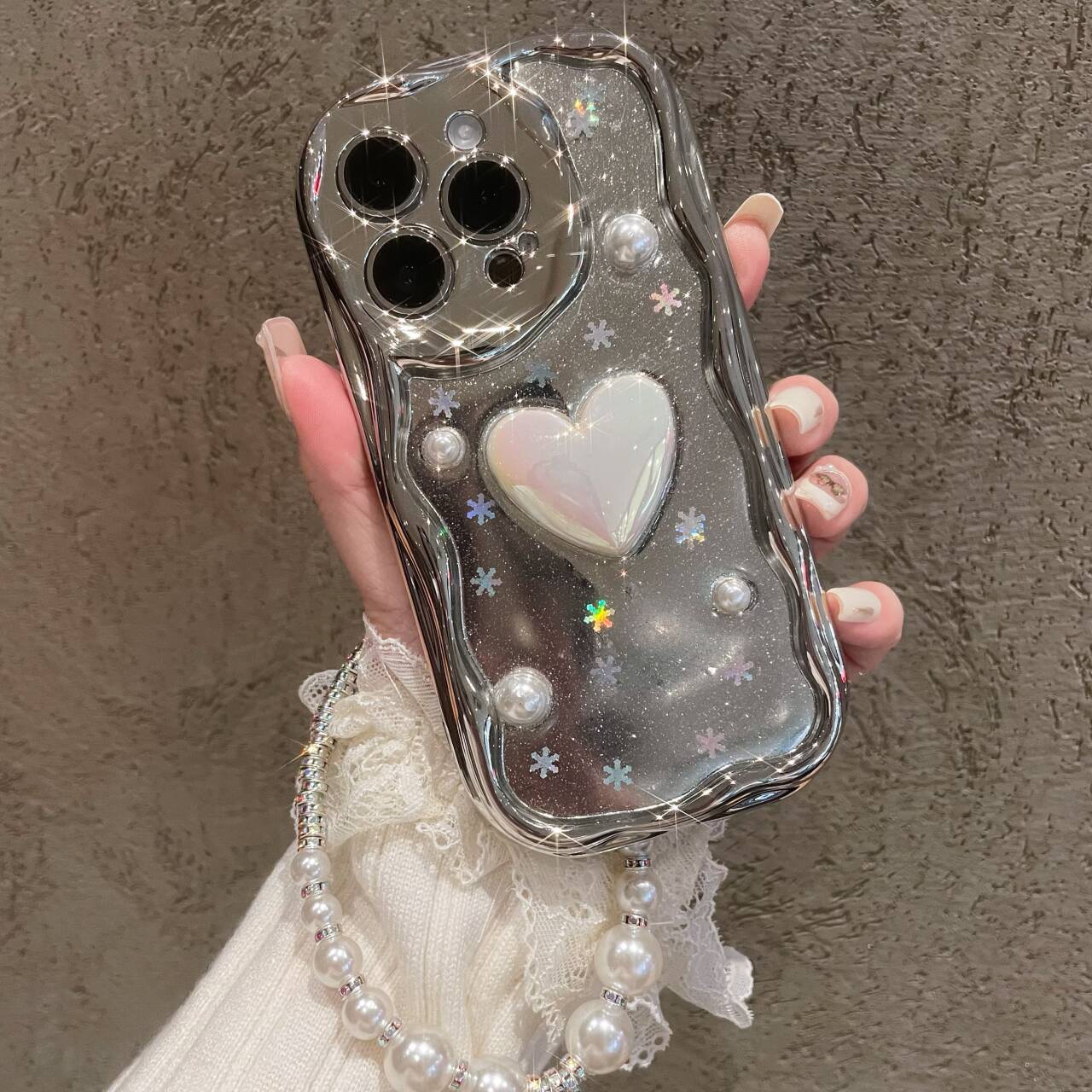 闪粉炫彩爱心iphone15华为oppo小米vivo荣耀滴胶高级感防摔手机壳