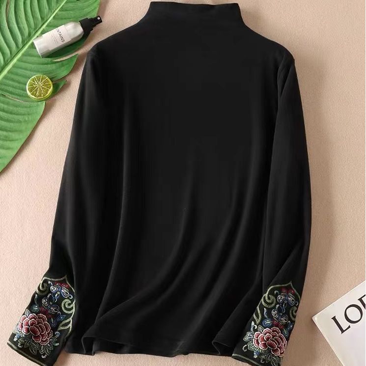 【李生严选】秋冬中国风女款时尚保暖加厚磨毛刺绣打底衬衫-6808款