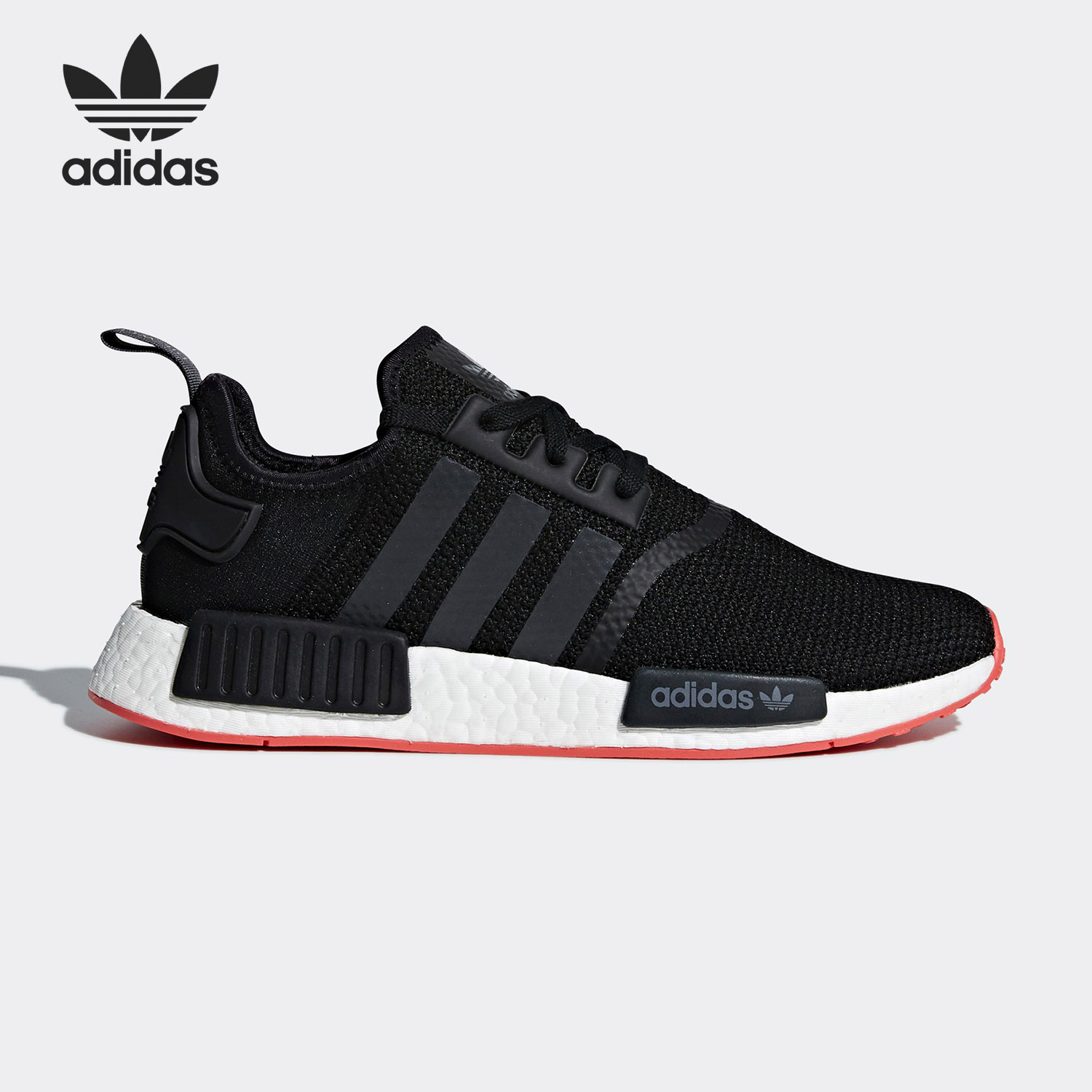 【40.5】阿迪达斯adidas 三叶草 NMD R1 跑步鞋 全黑 黑红色 CQ2413