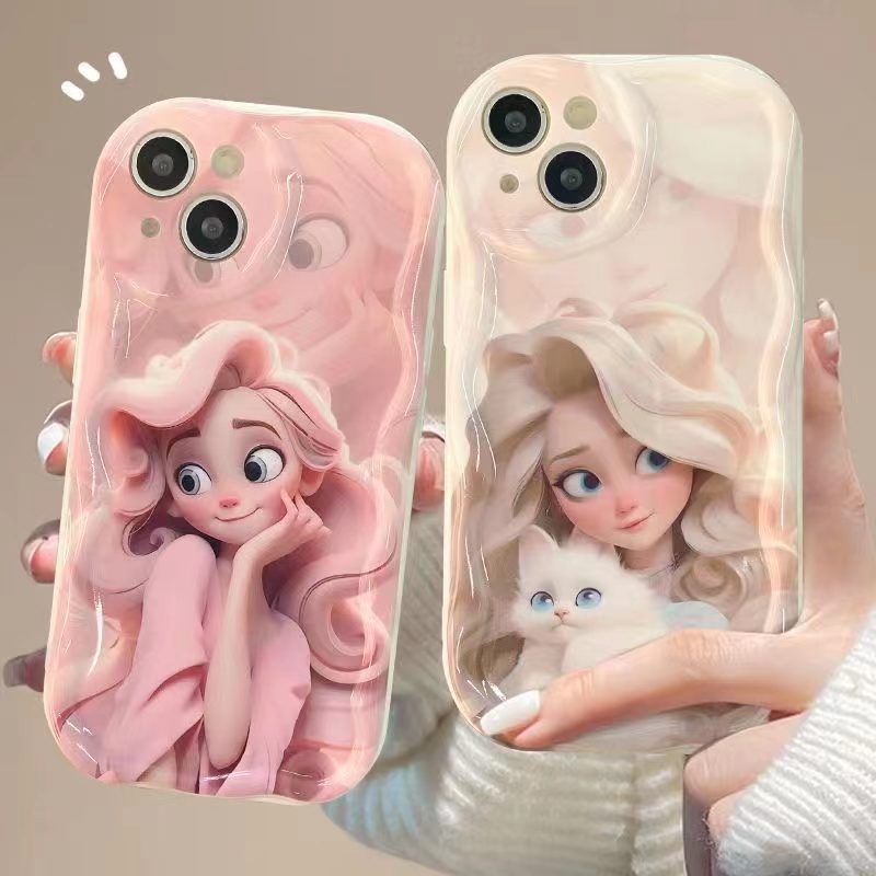 卡通可爱爱心女孩适用于苹果/华为/小米/OPPO/VIVO手机壳