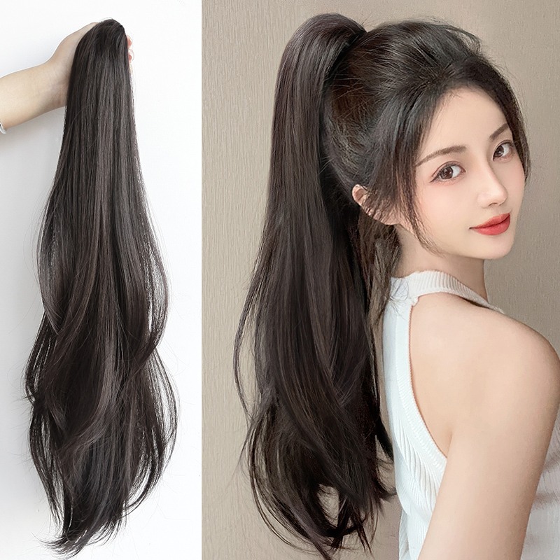 马尾假发女抓夹高马尾仿真发自然微卷假辫子长发卷发抓夹式假马尾