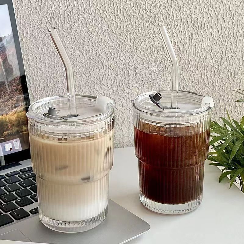 【一元福利】新款竖纹竹节杯玻璃咖啡水杯子耐高温高颜值牛奶杯
