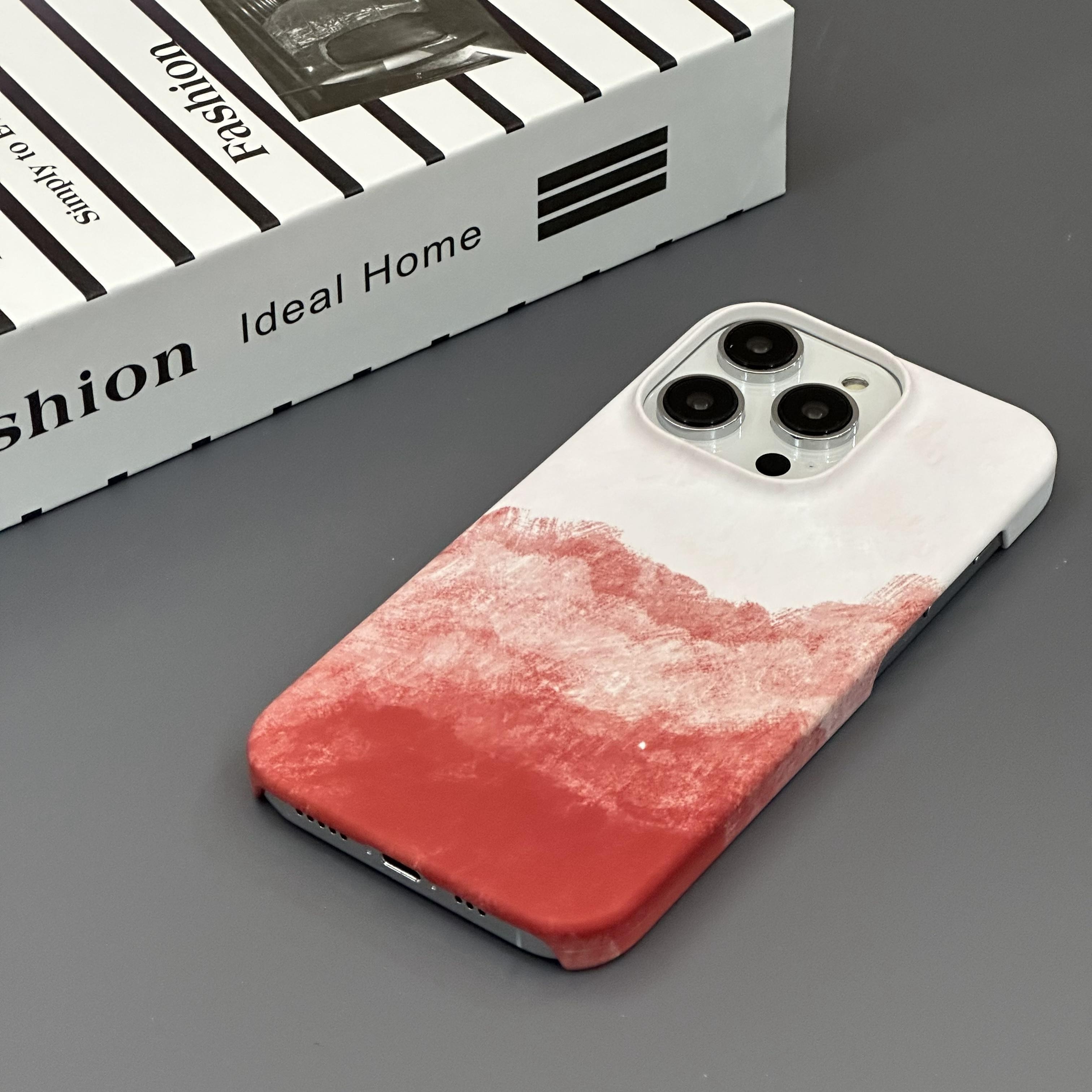 适用晕染红色iPhone14ProMax手机壳13苹果12菲林11硬壳磨砂XSMAX