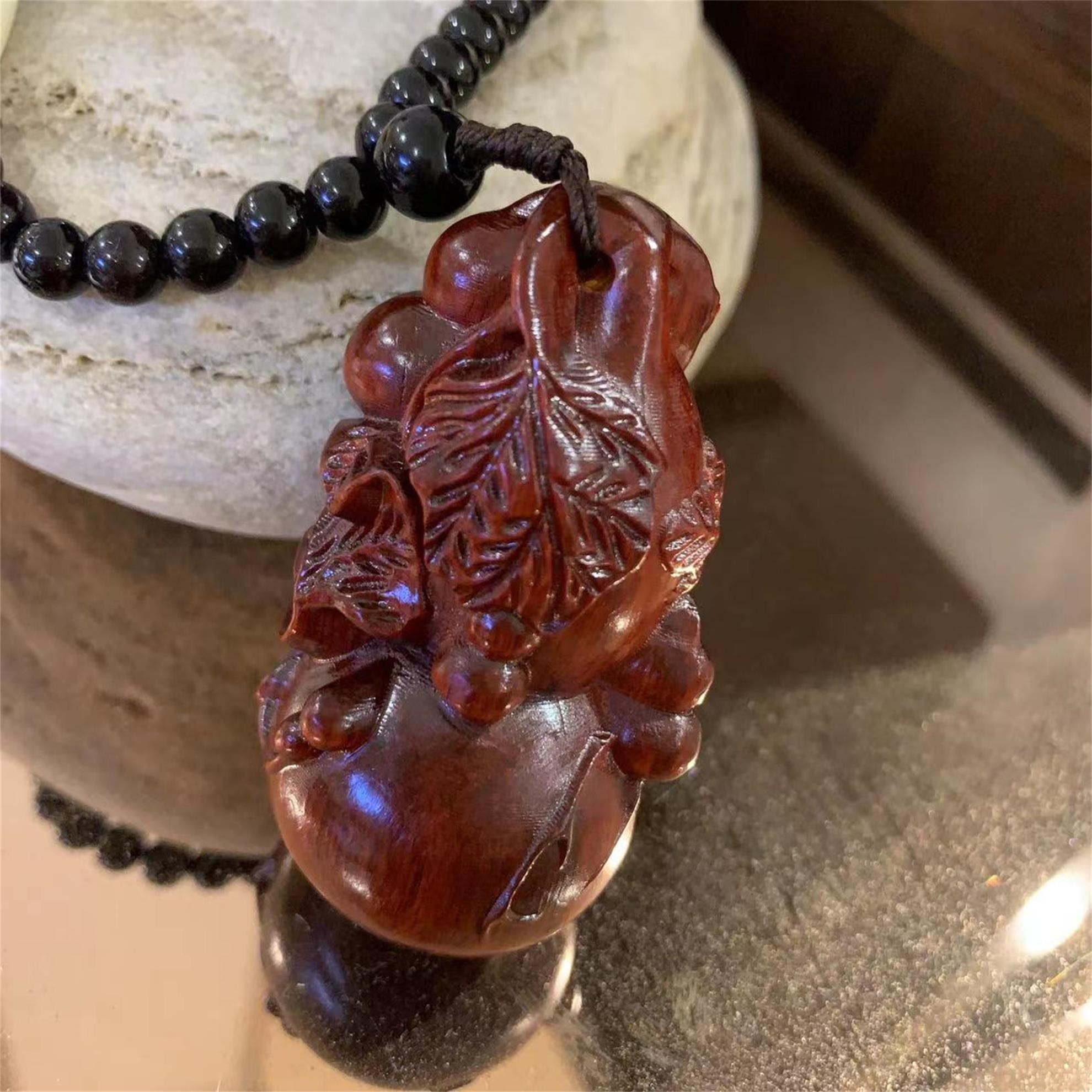 JXS-（大利手把件家具）HYC北部紫檀多子葫芦手把件手工雕刻手把件