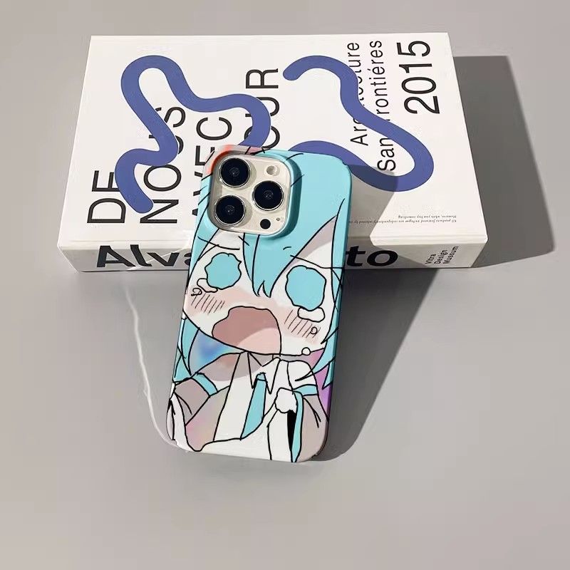 适用【苹果】大孔菲林初音未来手机硬壳可爱卡通个性少女手机壳ins