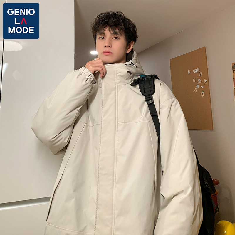 GENIOLAMODE冬季百搭保暖棉衣外套2023新款男女宽松连帽棉服袄子
