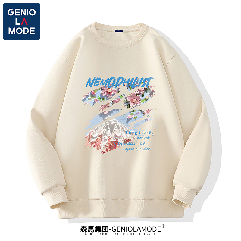 GENIOLAMODE港风时尚卫衣男女秋冬2023新款潮宽松情侣装上衣外套