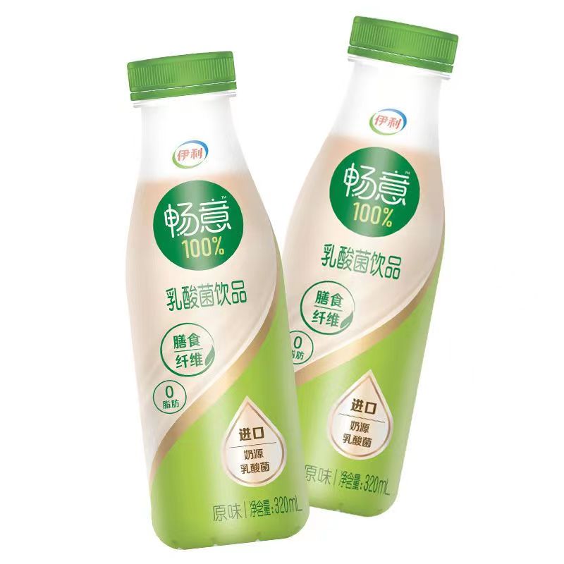 伊利畅意100%乳酸菌原味320ml*12瓶0脂肪膳食纤维饮品常温