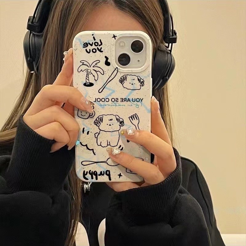线条小狗适用iPhone14promax/15手机壳13女12华为/小米/oppo/vivo