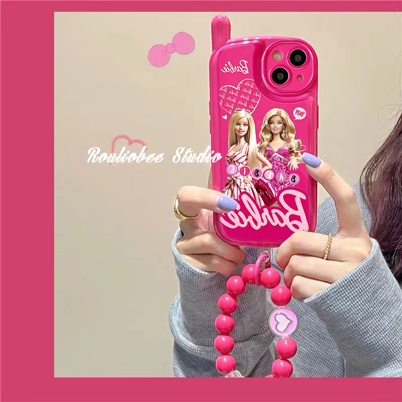 辣妹芭比娃娃适用苹果13/14手机壳iPhone11/12promax珠链X/XR软套