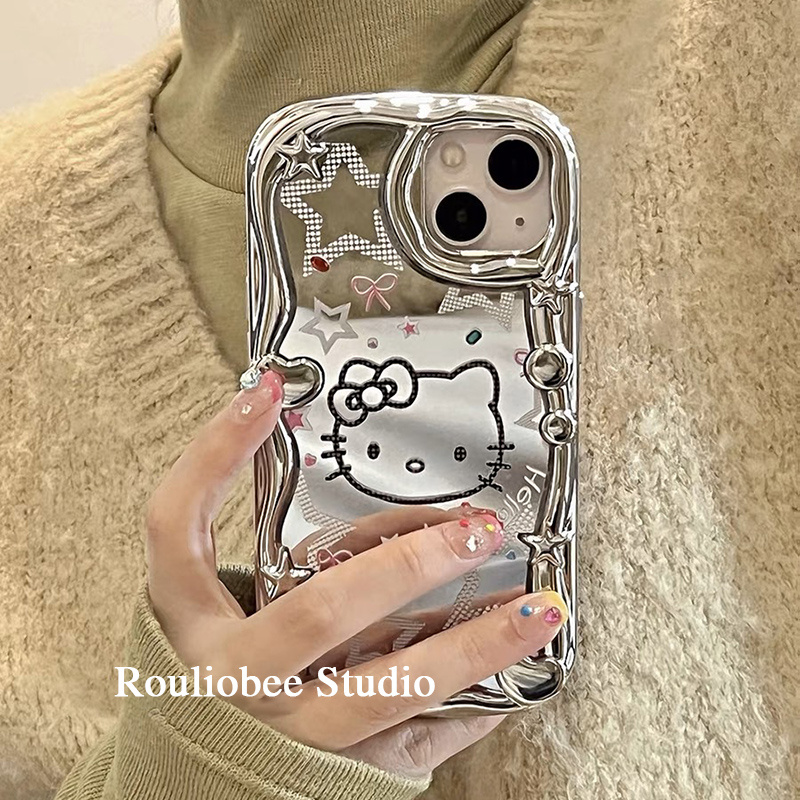 新款镜面星星KT猫苹果14手机壳iphone13高级12/11promax可爱14pro