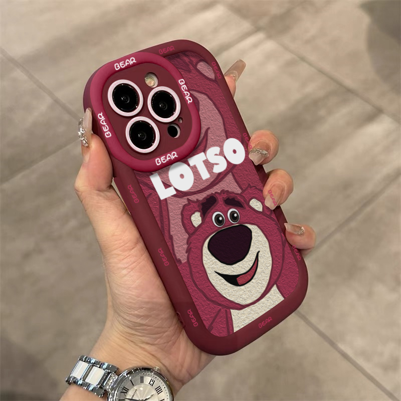 可爱油画草莓熊适用iPhone15/14promax手机壳苹果13/12防摔11全包