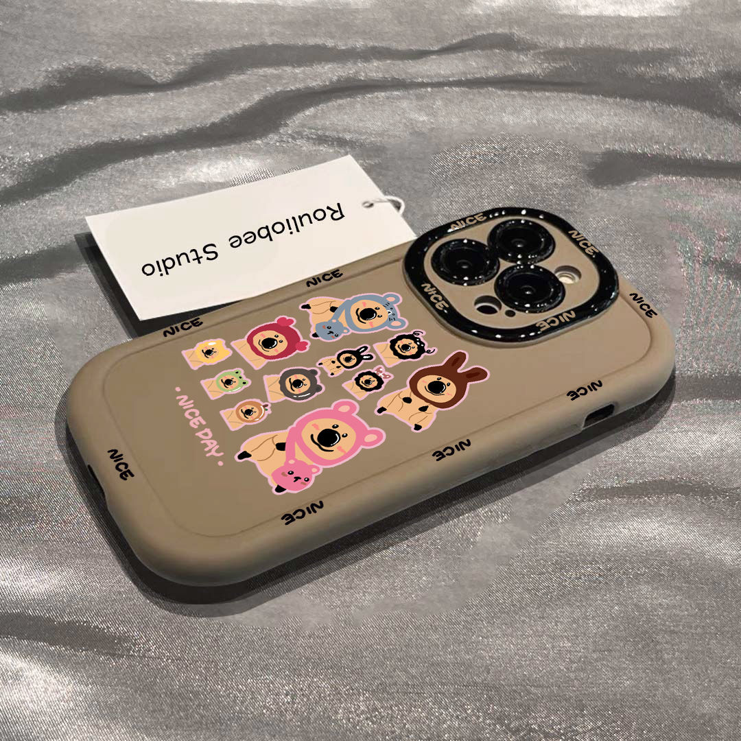 苹果12Pro柿子熊iPhone15Pro/14硅胶13Promax/11卡通泡芙手机壳软