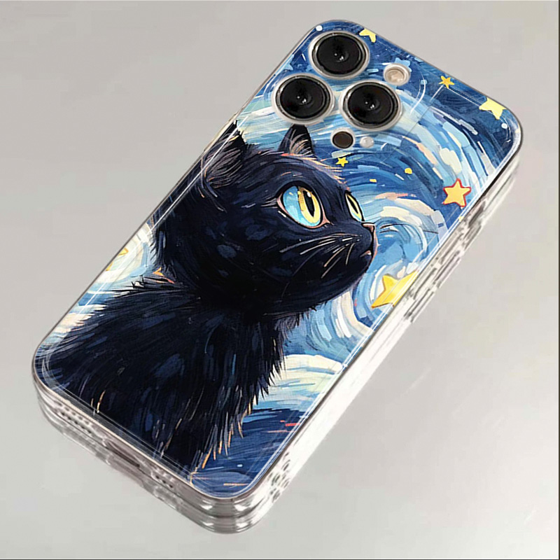 苹果透明15Pro/14/13梵高黑猫12Pro荣耀小米VIVO华为OPPO手机壳11