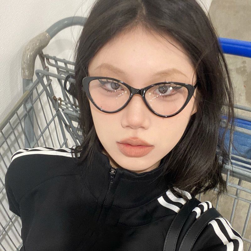 欧美复古猫眼黑框眼镜素颜神器大脸圆脸镜框防蓝光近视眼镜女斯文