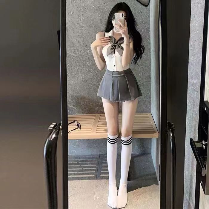 【清纯学妹】学院风JK可爱蝴蝶结裙子套装性感显瘦百褶裙纯韩版欲
