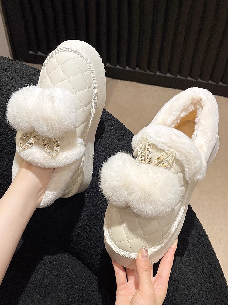 回力雪地靴女短筒2023新款冬季雪地棉鞋加绒加厚面包鞋毛球保暖靴