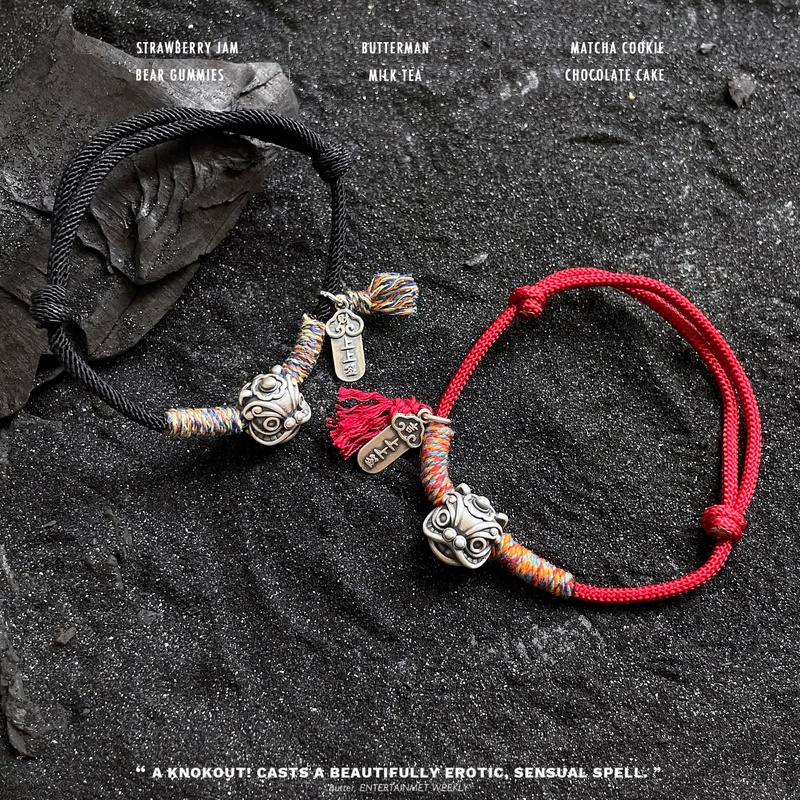 Cmill/晶贵坊 925银手链 S06610HS醒狮上上签编织手绳（黑绳）