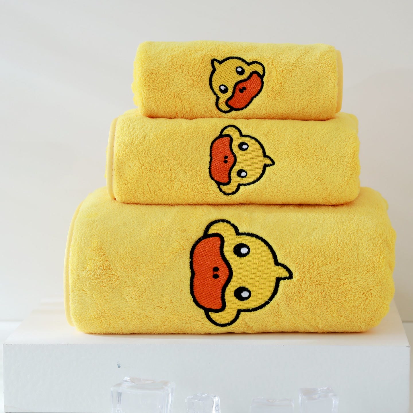 【粉丝专属】小黄鸭珊瑚绒浴巾三件套装