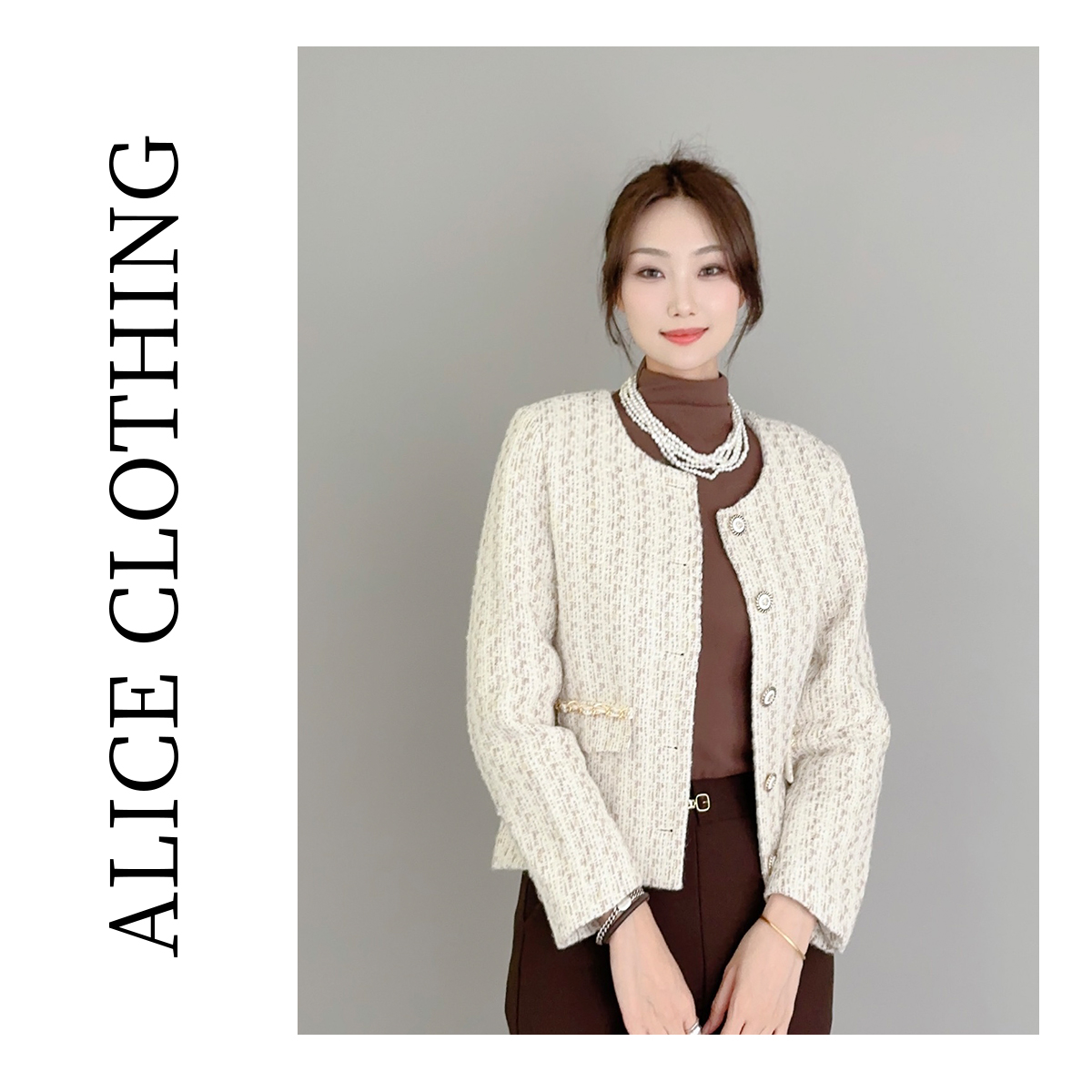 2【ALICE “往日情书”香风外套】优雅正肩 气质花纹 S2134819T