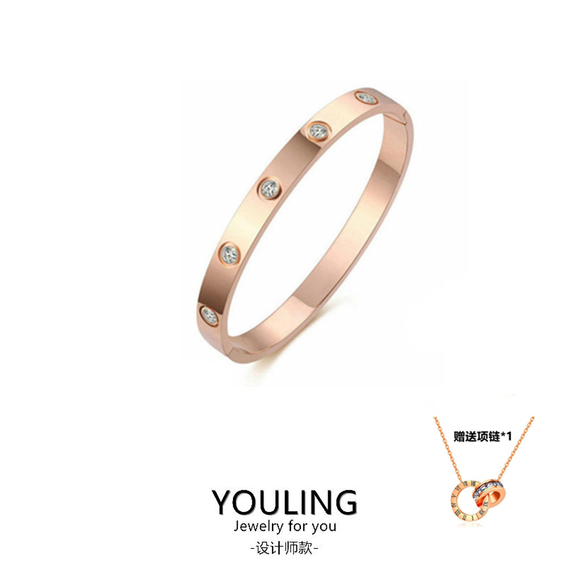 YOULING/柚琳 椭圆镯高级手镯镶钻百搭贵妃镯时尚