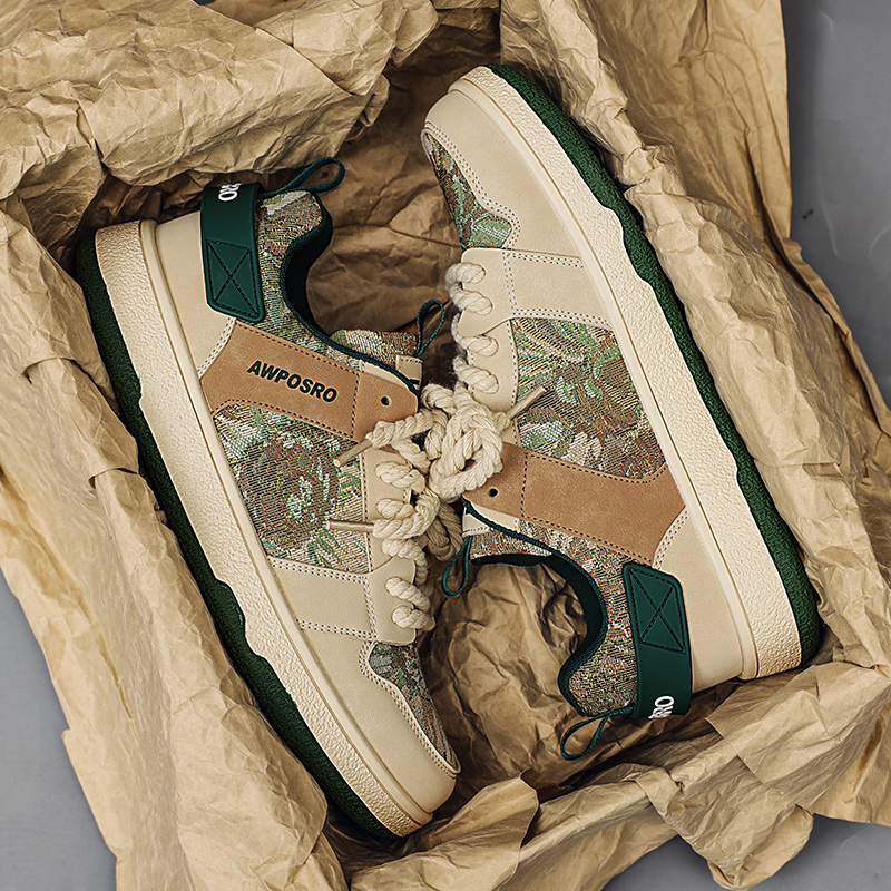 男鞋秋季透气百搭运动休闲板鞋男士小众ins手绘油画秘密森林潮鞋